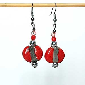 boucles oreilles rouge flamboyant